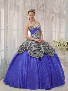 Pretty Sweetheart Long Quinces Dresses with Zebra and Ruffles in Purple