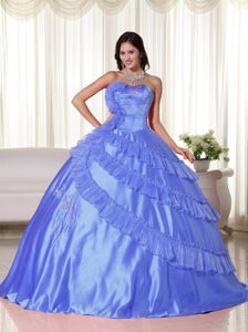 Blue Ball Gown Quinceanera Dress in Taffeta with Embroidery Best Seller