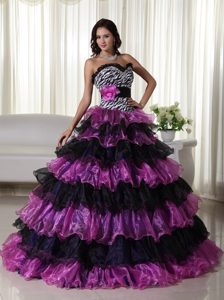 Fashionable Ball Gown Sweetheart Organza Dresses for Quince with Ruffles on Sale
