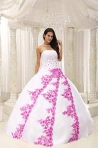 Beautiful Embroidery White Ball Gown Quinceanera Dresses in Taffeta and Organza