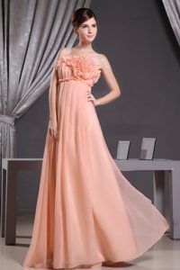 Military Graduation Dresses with Hand Made Flowers in Chiffon in Orange