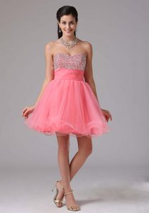 2013 Exquisite Sweetheart Lace-up Organza Graduation Dress in Watermelon