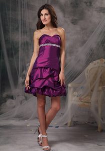 Purple Taffeta Popular University Graduation Dress with Lace-up Back