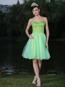 Exquisite Sweetheart Green and Yellow Graduation Ceremony Dress for Fall