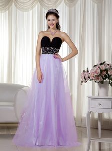 Lavender and Black Sweetheart Romantic Long Prom Dress for Graduation