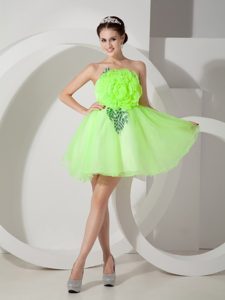 Classical Strapless Short Middle School Graduation Dresses in Spring Green
