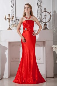Strapless Ruched and Beaded Best Seller Formal Graduation Dresses in Red