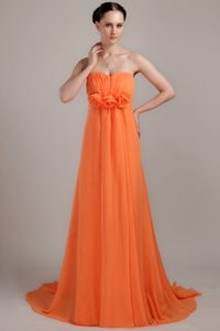 Modern Ruched Zipper-up Sweetheart University Graduation Dress in Orange