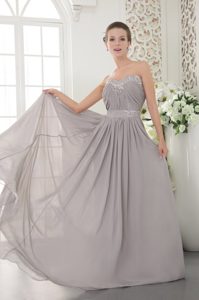 Beaded and Ruched Chiffon Sweet Pageant Graduation Dress with Brush Train