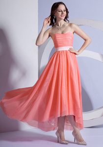 Fabulous Chiffon High-low Sweetheart Prom Bridesmaid Dresses in Orange