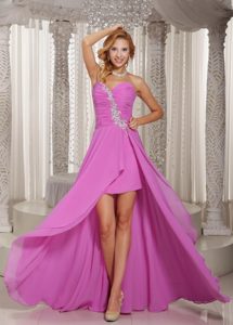 Fashionable High-low Lavender Sweetheart Ruche Prom Dress for Women