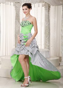 Famous Multi-color Strapless High-low Taffeta Prom Celebrity Dress