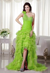 Spring Green One Shoulder Urbane Prom Gowns Dress