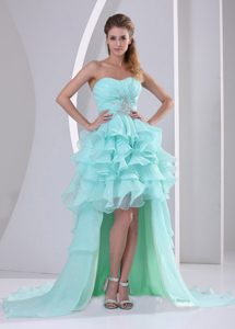 Organza High-low Sweetheart Prom Homecoming Dresses in Apple Green