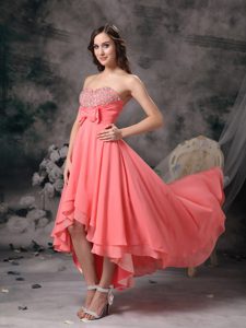 Surprising Watermelon Red Sweetheart Prom Dresses with Bowknot