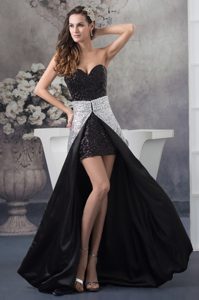 Dressy Sweetheart High-low Dress for Prom with Sequins in Black and White