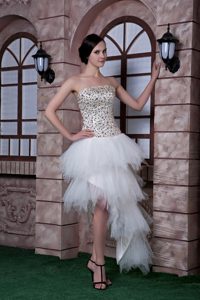 Custom Made White Prom Theme Dresses with Beadings and Ruffled Layers