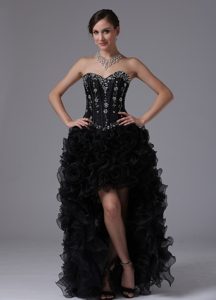 Sweetheart High-low Organza Prom DressCourt with Ruches and Beads