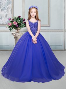 Sexy Straps Organza Sleeveless Floor Length Pageant Dress Toddler and Beading