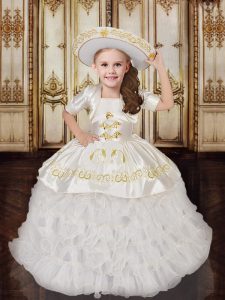 High Quality Straps Sleeveless Lace Up Floor Length Ruffled Layers Girls Pageant Dresses