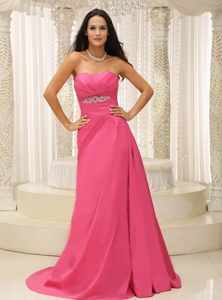 Sweetheart Rose Pink Chiffon Ruched Holiday Dresses with Beading