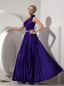Lovely Dark Purple One Shoulder 2013 Holiday Dress with Beading and Ruching