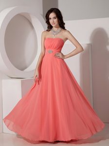 2013 Elegant Empire Strapless Chiffon Holiday Dress with Beading and Ruching