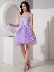 Beautiful Lilac Sweetheart Organza Beaded Mini-length Holiday Dresses in 2014