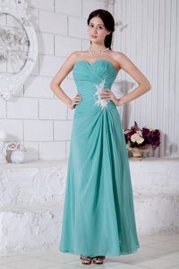 Empire Sweetheart Ankle-length Chiffon Holiday Dress with Appliques and Ruches