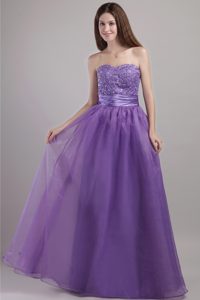 Elegant Purple Empire Sweetheart Organza Beaded Holiday Dress on Promotion