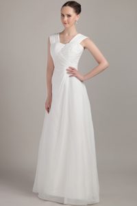 Beautiful White Empire Chiffon Ruched Holiday Dress on Wholesale Price in 2014