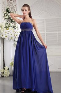 Empire Strapless Chiffon Beaded Holiday Dresses with and Ruching