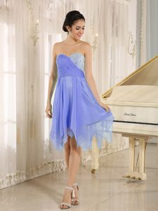 Sweetheart Asymmetrical Lilac Ruched Homecoming Dress with Beading on Sale