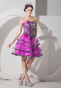 Special Strapless Knee-length Purple and Zebra Homecoming Dress with Layers