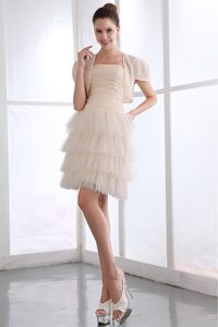 Champagne Strapless Short Ruched Layered Homecoming Dresses with Jacket