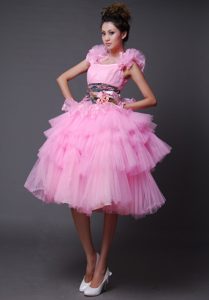 Beautiful Pink Organza and Tulle Homecoming Dresses with Ruffled Layers