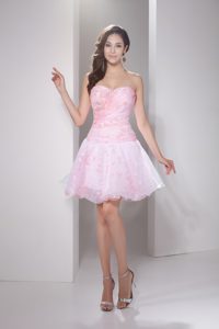 Sweetheart Princess Mini Organza Prom Homecoming Dresses in Baby Pink