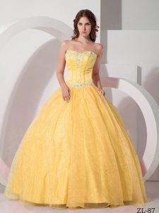 Pretty Ball Gown Sweetheart Light Yellow Sweet Sixteen Quince Dresses