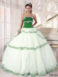 Inexpensive Ball Gown Appliqued Quinceanera Dress in Organza