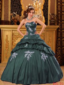 Ball Gown Strapless Perfect Taffeta Quinceanera Dresses in Dark Green