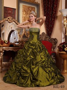 Discount Beaded Taffeta Strapless Ball Gown Dresses for Quinceanera