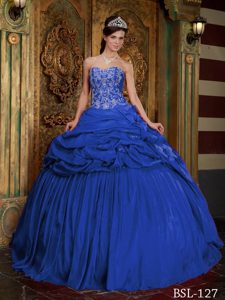 Brand Sweetheart Taffeta Beading Quinceanera Gown Dresses in New Blue