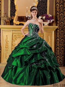New Style Green Sweetheart Quinceanera Gowns with Appliques in Taffeta