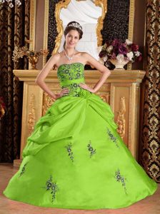 Spring Green Sexy Quinceanera Dresses with Handmade Flowers