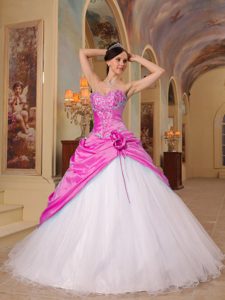 Exclusive Hot Pink and White Quinceanera Dresses