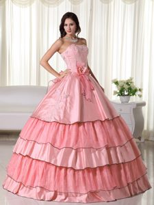 Most Recent Taffeta Beading Quinceanera Dress Gown in Watermelon Red