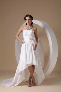 Sweetheart High-low Taffeta Sassy Dresses for Brides with Flowers