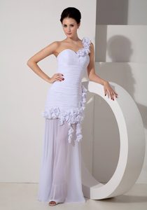 Fabulous One Shoulder Bridal Gowns in Chiffon with Hand Made Flowers