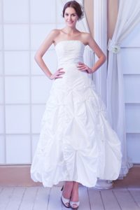 Essential Strapless Ankle-length Taffeta Wedding Gown with Sequin