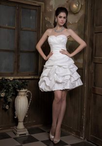 Sweetheart Mini Shimmery Wedding Gown with Pick-ups in Taffeta